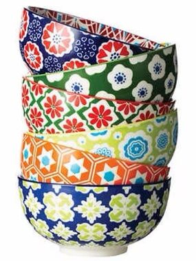 Colorful Patterned Ceramic Bowl Set - Multi-Color Home Art (set of 5)